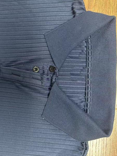 Men's Striped Polo Shirt with Ribbed Collar, Long Sleeve Casual Work Polo, Perfect Gift for Friends, Stylish Men's Clothing