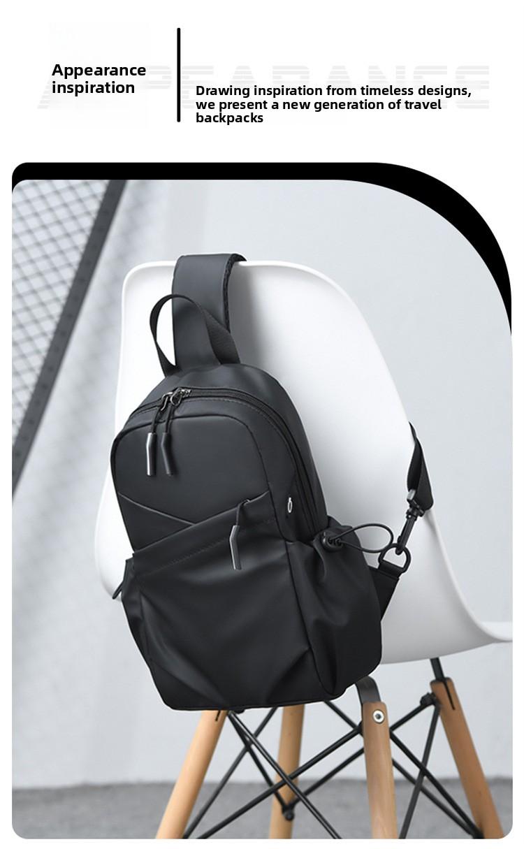 2026 trendy black leather shoulder bag, urban men's bag, suitable for short trips