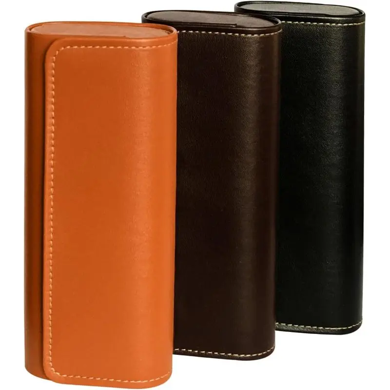 Three-piece set of hard shell eyeglass cases, square leather hard eyeglass case, unisex simple large-capacity portable eyeglass case