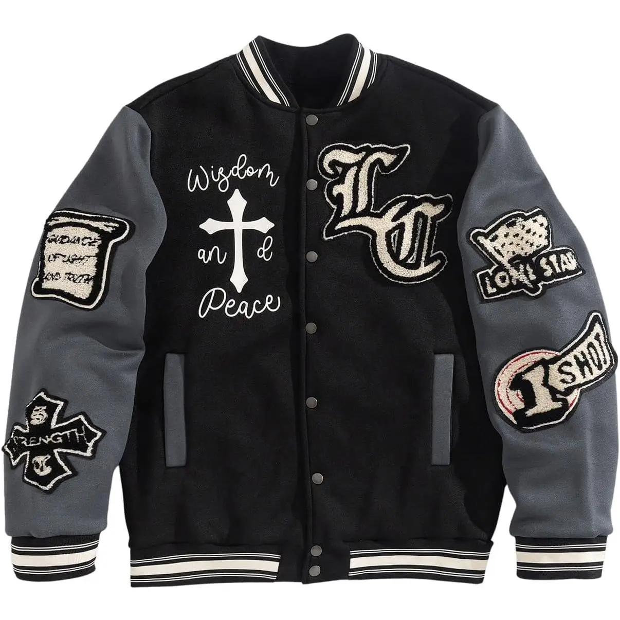 SOLY HUX Men's Letter Graphic Color Block Varsity Jacket Long Sleeve Y2k Streetwear Baseball Jacket