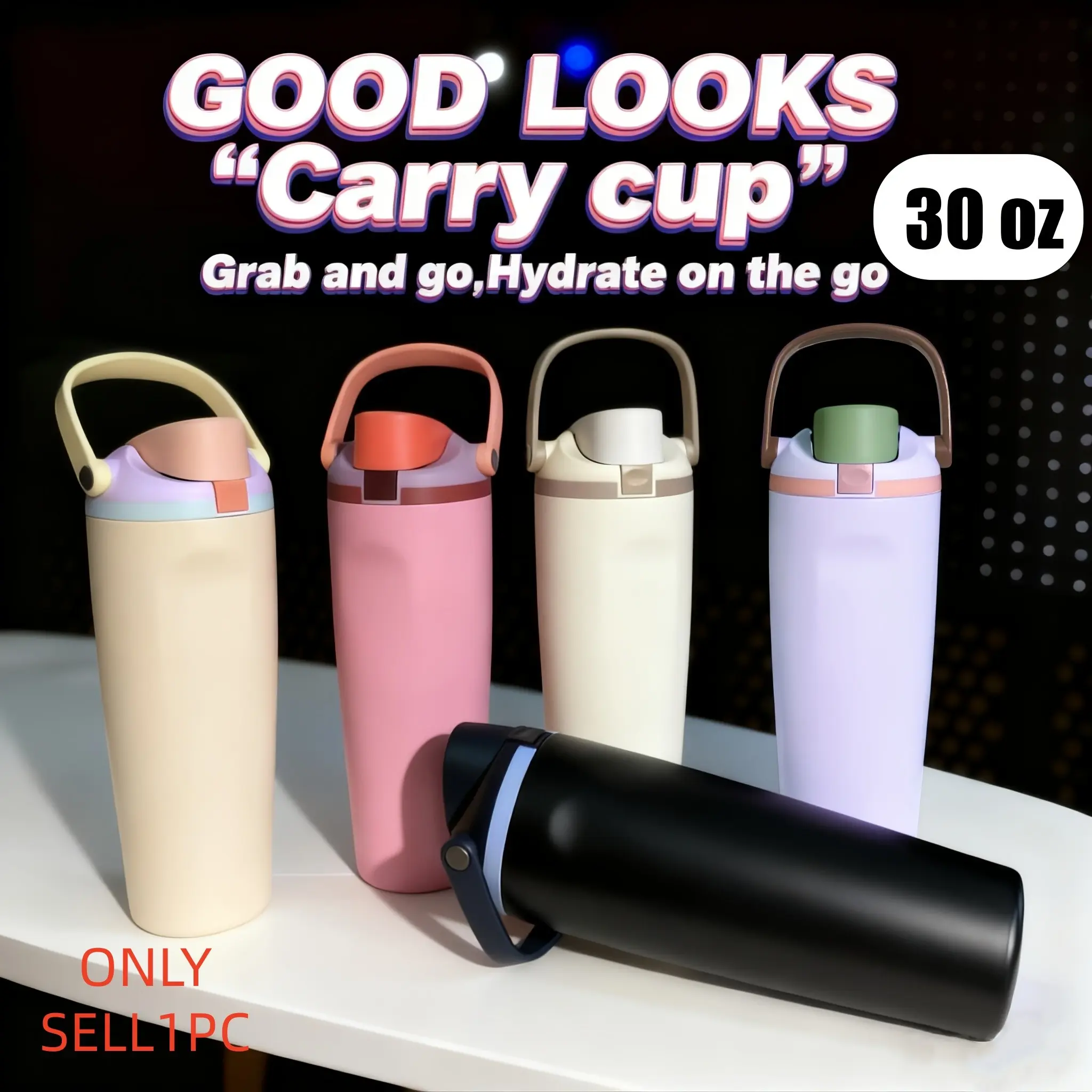 30oz Large Capacity Lock Lid Water Bottle, 304 Stainless Steel Insulated Cup with Straw Lid, Leak-Proof Portable Design, Ideal for Outdoor Travel, Leakproof Tumbler