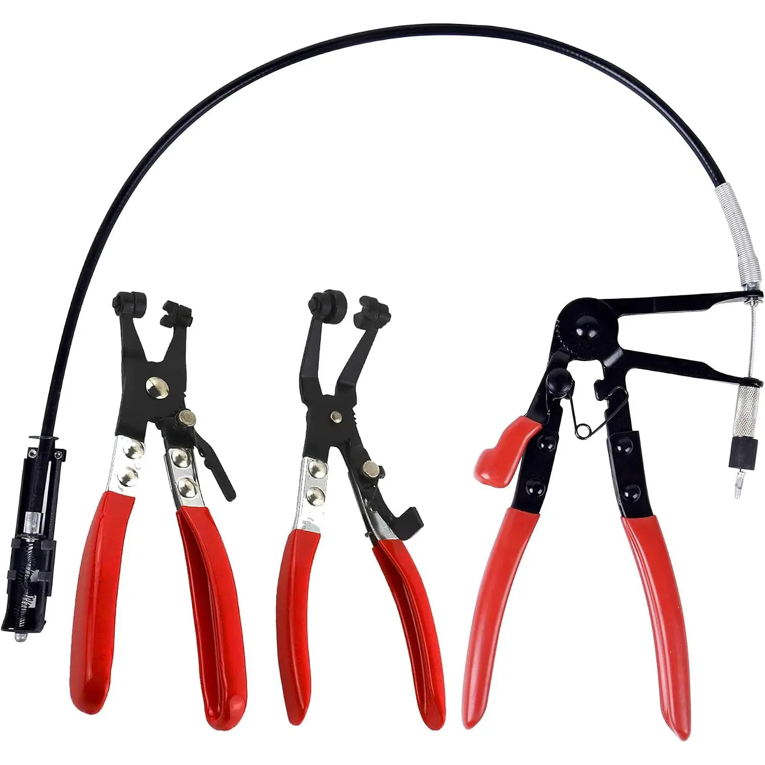 3 count Hose Clamp Pliers Kit, Long  Wire Spring Clamp Remover for Automotive Coolant Radiator Heater and Water Hose with Band Flat or Large Clamps