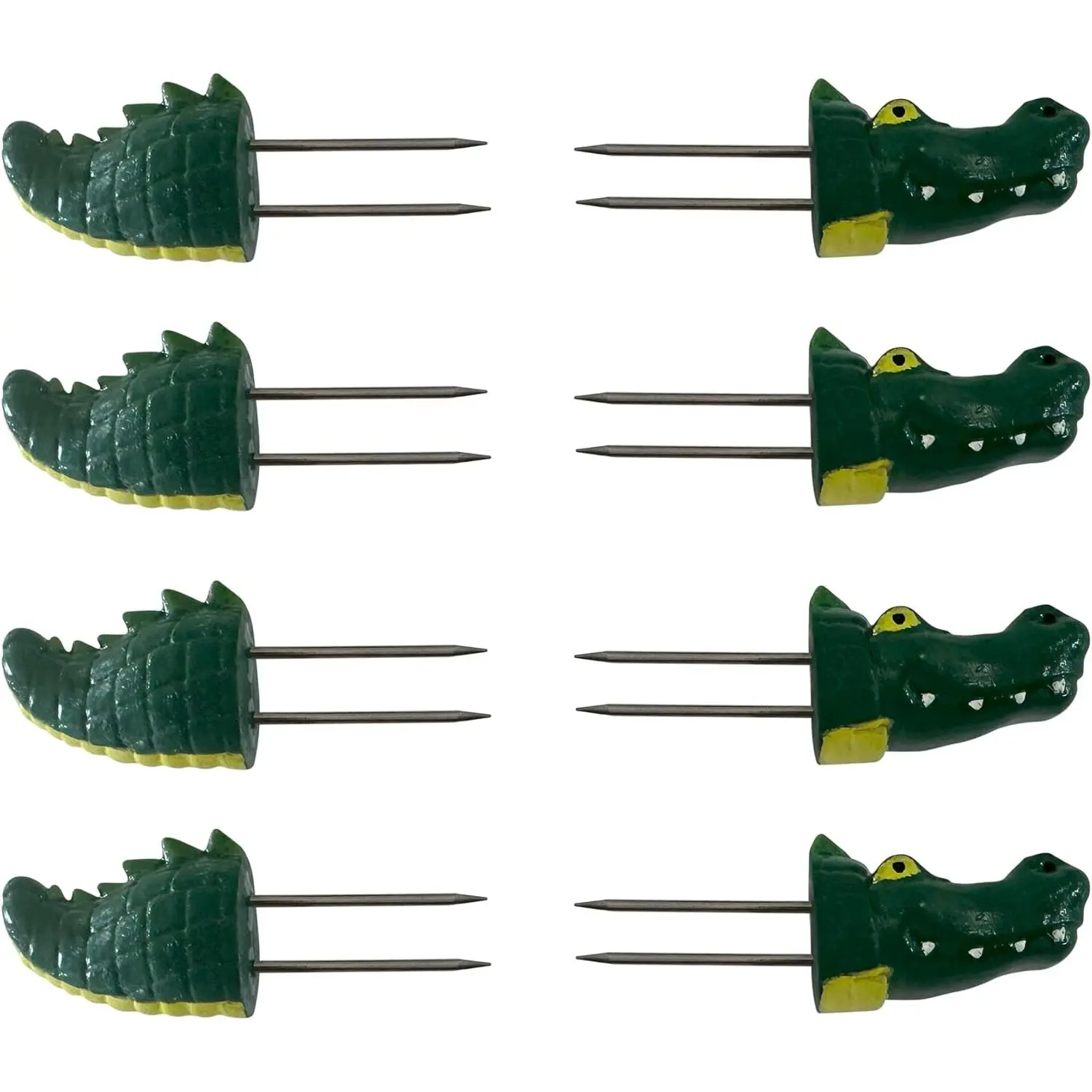 Stainless Steel Crocodile-Themed Corn on the Cob Holders Set, 4 Pairs of Sturdy Non-Slip Specialty Kitchen Utensils with Corn Handles, Ergonomic Design, With Handle