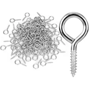 1 Inch Silver Screw Eyes, 100 Pcs Metal Screw Hooks, Self Tapping Eyelet Bolts  Wood, Hanging Artwork
