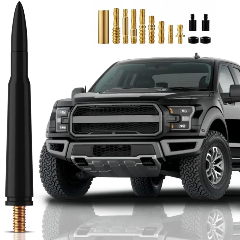 50 Caliber Bullet Antenna for Ford F-150 F150 XL XLT (2009-2026), Car Wash Proof Short Truck Antenna, Premium AM FM Radio Signal Receiver, Black Ford F150 Accessories