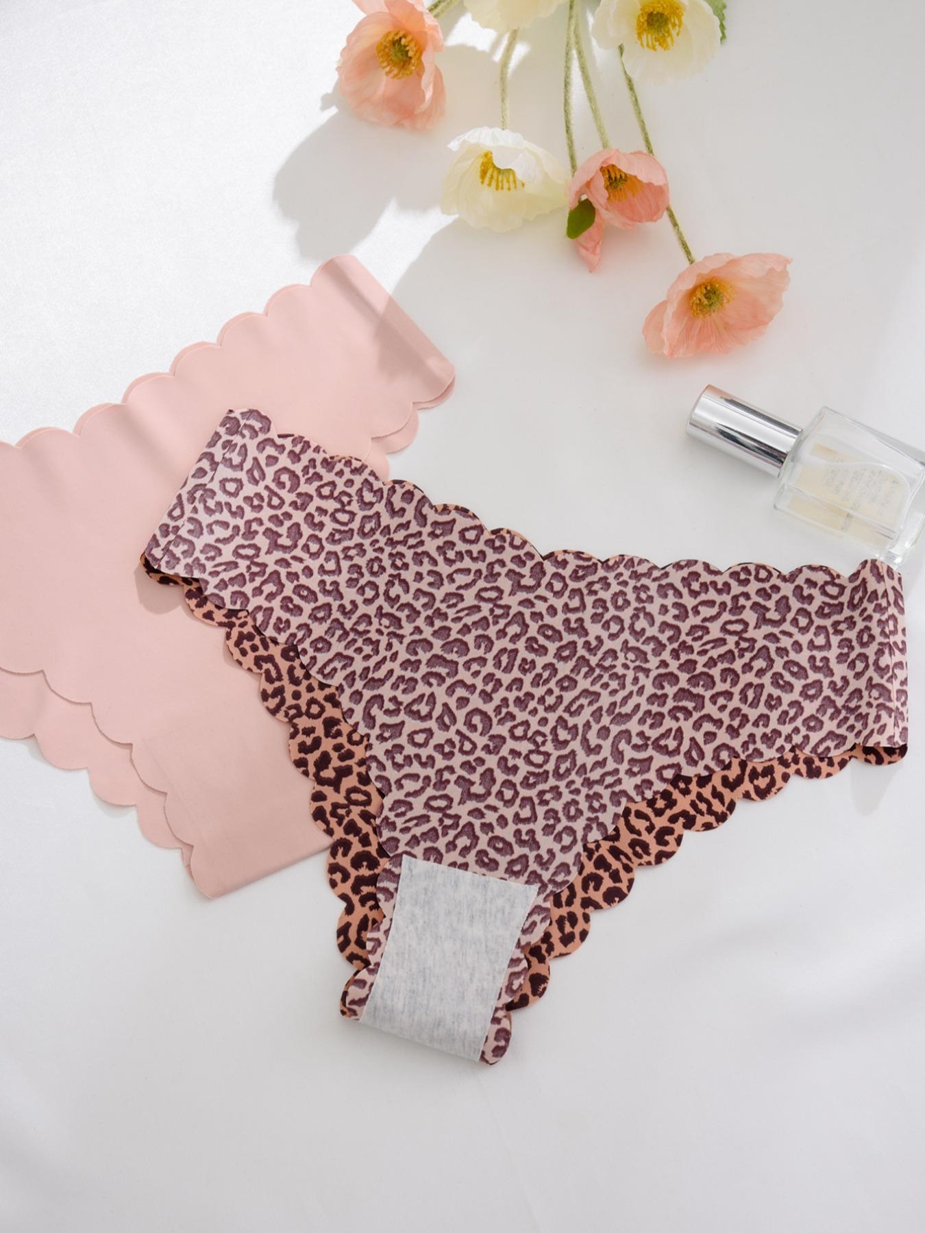 Women's Solid/leopard Print Panty, Soft Comfy Breathable Seamless Knicker for Daily Wear, Ladies Underwear for All Seasons, Fashion Comfy Underwear, Soft Stretch Panties