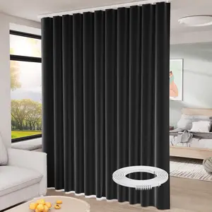 Room Divider Curtains with Ceiling Track 100% Blackout 84 inch Long Extra Wide Silding Privacy Curtain Panel for Room Partition Bedroom Living Room Soundproof Room Separation