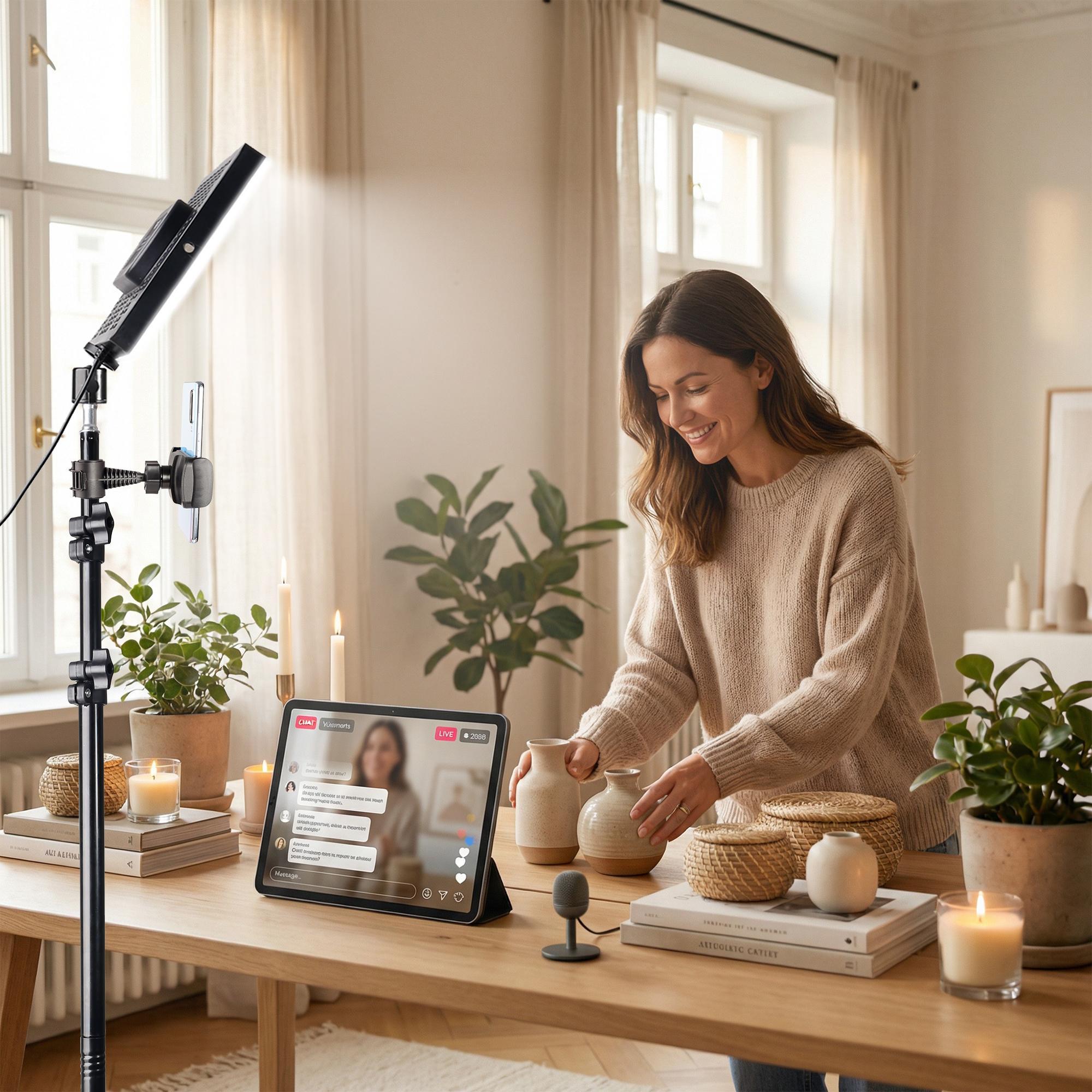 UEGOGO 62.9" New Tripod Stand with 10" Ring Light, Dimmable 3-Color Temperature LED Softbox, Desktop Live Streaming Light Kit for Video Conference, Vlogging, Photography – Adjustable Tripod with Selfie Light phone