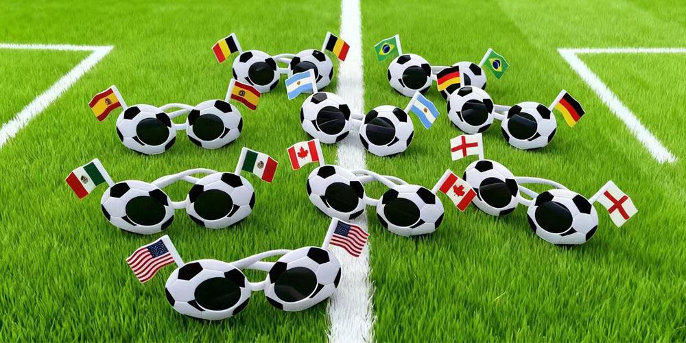 UV400 Sports Sunglasses, Team Pride Football Eyewear with US-Canada-Mexico Flag Design, Lightweight Fans Glasses for Football Game, Outdoor Events, and Cheering