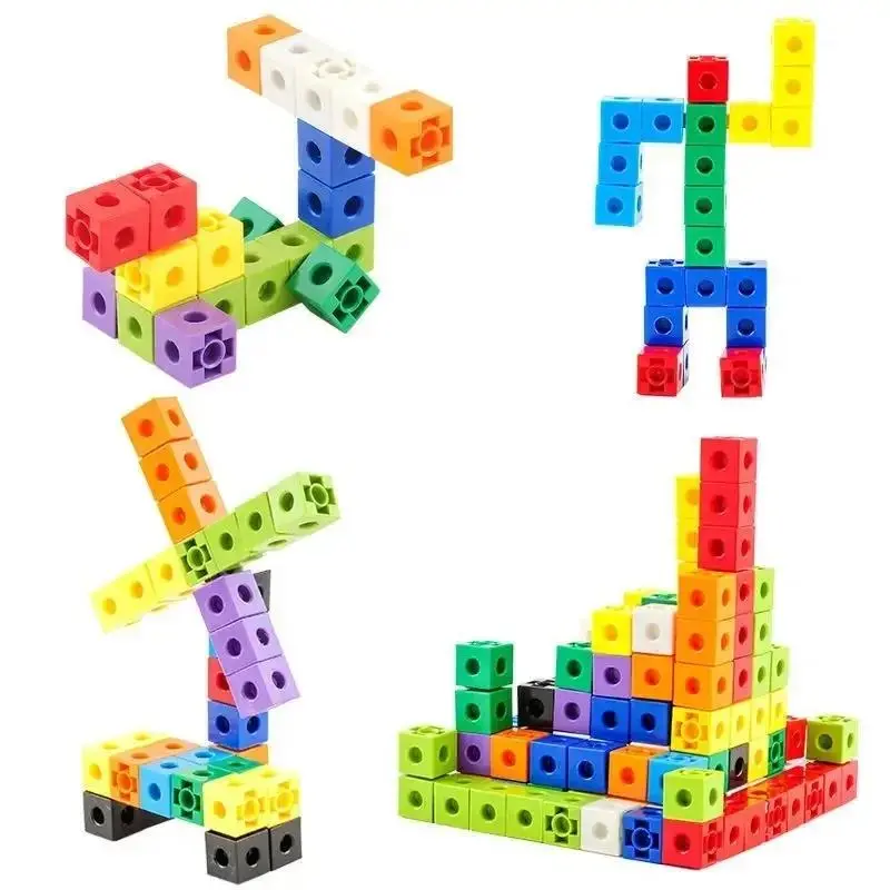 100PCS Linking Cubes Set Counting Blocks Math Puzzle Building Toy for Kids letters magnetic