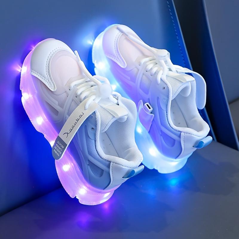 Casual Cool Rechargeable LED Sports Shoes Boys Shock Absorption Anti-Slip Running Training Luminous Sneakers