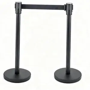 Crowd Control Barriers, Stanchions with Retractable Belts 6.5Ft, Easy Assembly Crowd Control Stanchions, Retractable Stanchion Post with Heavy-Duty Base, Barrier Ropes Crowd Control 2 Pack