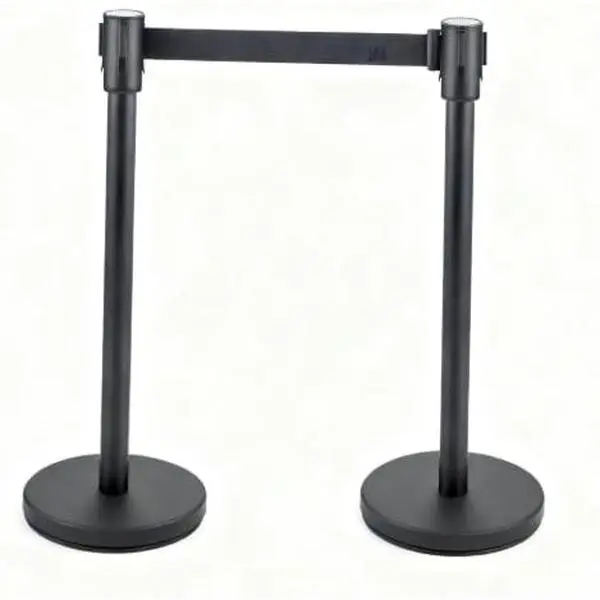 Crowd Control Barriers, Stanchions with Retractable Belts 6.5Ft, Easy Assembly Crowd Control Stanchions, Retractable Stanchion Post with Heavy-Duty Base, Barrier Ropes Crowd Control 2 Pack
