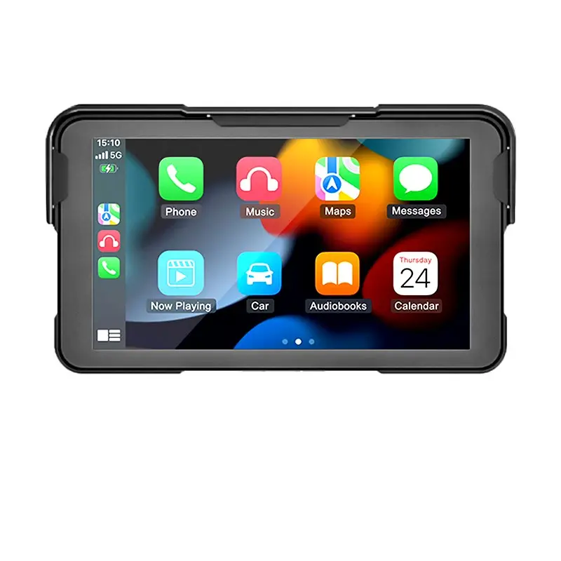 Venbes 5 Inch Motorcycle Automotive Touchscreen, Wireless Carplay Android Auto, GPS Ip67 Waterproof, Bluetooth-compatible Compatible, for All Motorcycles