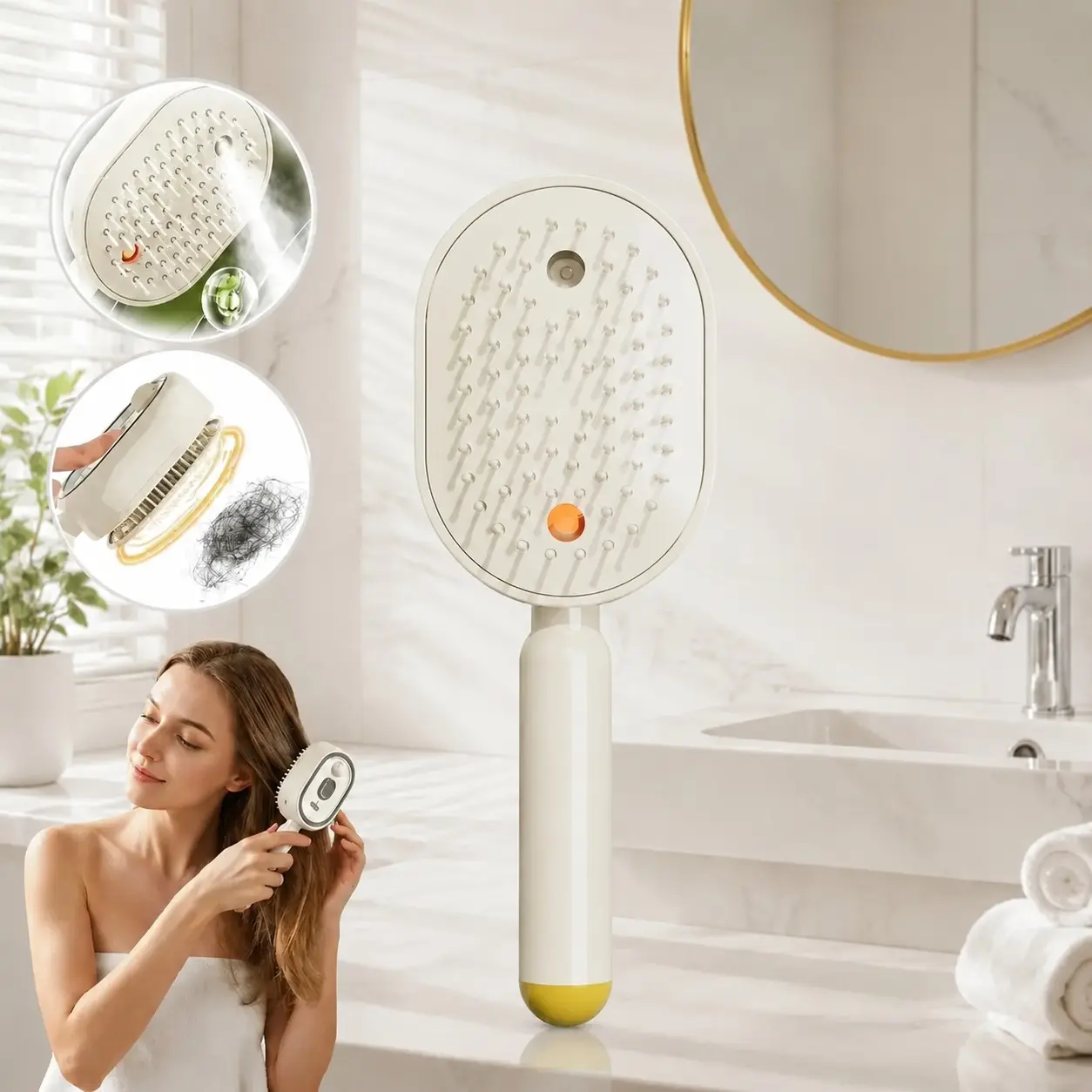 2026 New Rechargeable Steam Hair Straightener Brush, Electric Detangling Steam Hair Brush, Anti-Static Reduce Frizz Nourish Hair Portable Steam Hair Styling Brush For Travel Home Use