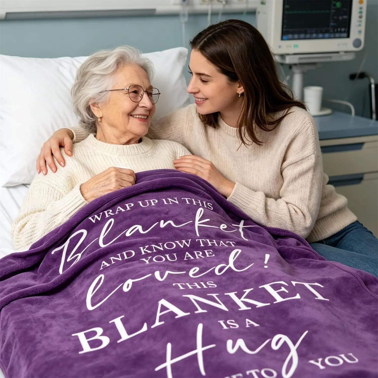 Get Well Gift for Women Post-Surgery, Inspiring Hug Blanket, 60"x50", Thoughtful Recovery Present, Comforting Care Package