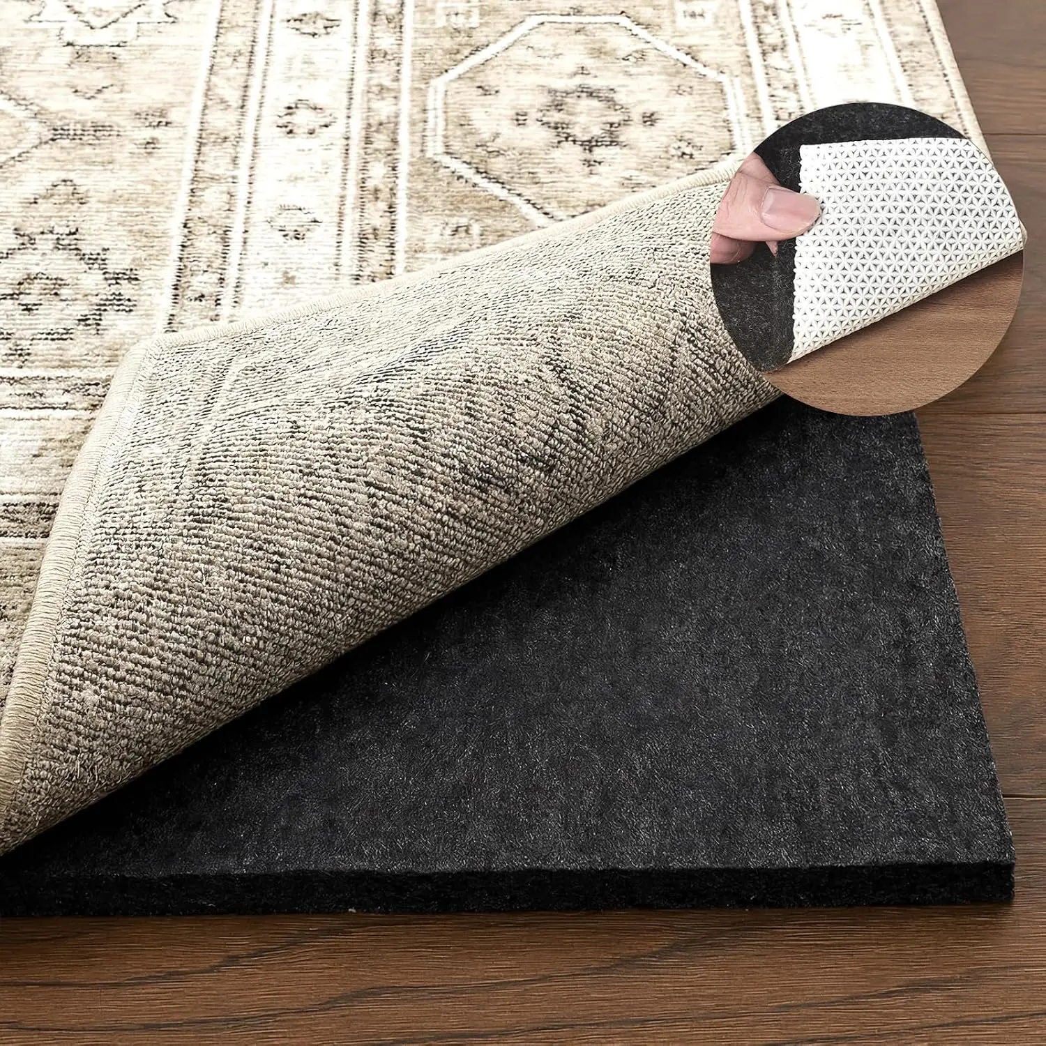 Deep Dream Thick Padding Rug Pad - 1/4" Thick, Felt-Rubber Backing, Non-Slip Carpet Gripper for 2 x 8 Ft Area Rugs, Protective Layer for All Floors