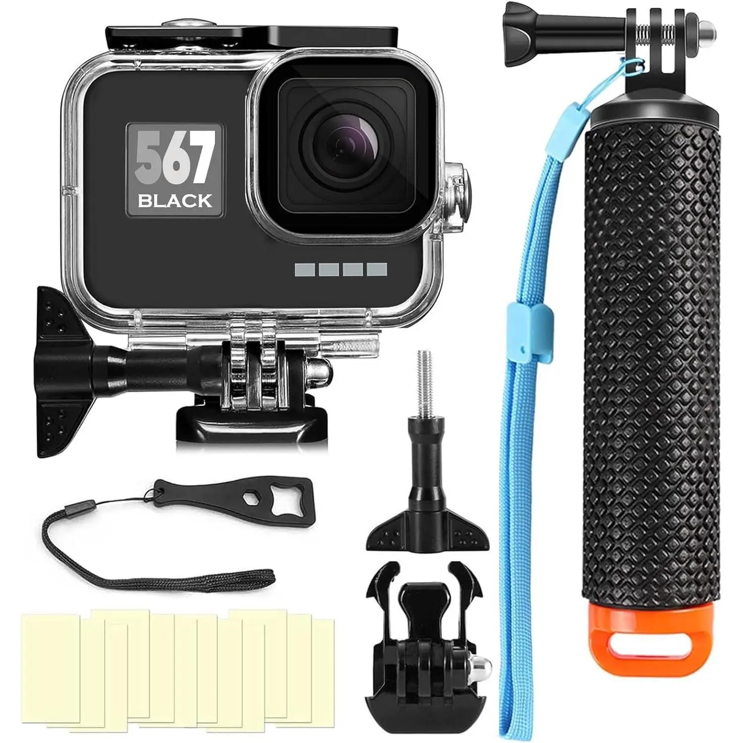 Compatible for Go Pro Hero (2018) 7 6 5 Black Waterproof Housing Case 45M/147FT Protective Underwater Diving Case Shell with Cameras Handle Mount Accessories Kit
