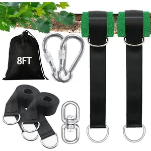 Tree Swing Straps Hanging Kit 4FT/8FT/15FT/20FT/25FT, Extra Long Tree Swing Straps Holds 5500 lbs with Lock Carabiners & Tree Protectors, Safer for All Swing & Hammock (8FT)