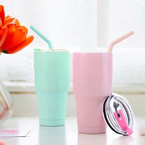 Reusable Bendable Tasteless Silicone Drinking Straws - 12-Count 9.6in BPA-Free Durable Set for Family Party, Office Use, Outdoor Picnics, Tumblers, with Travel Case, 2 Cleaning Tools for 20oz,30oz Tumblers, Cleaning Tool, 30 Oz