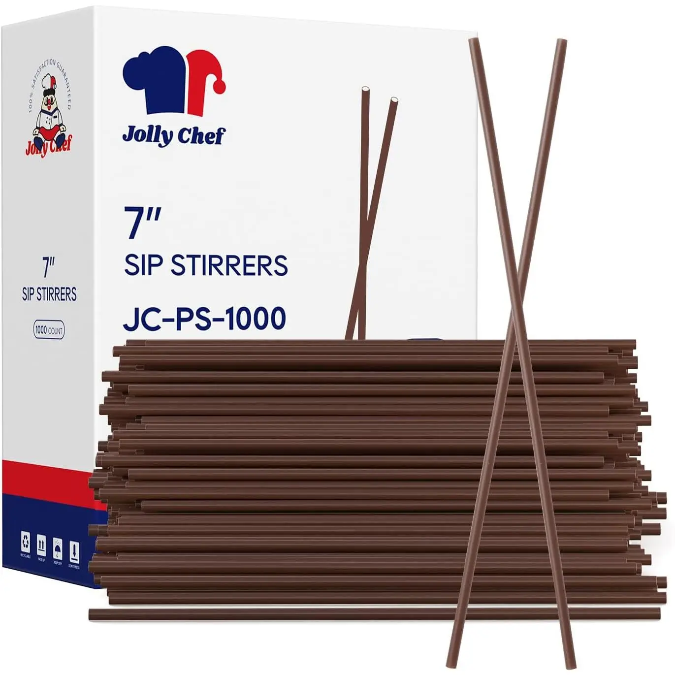 1000 Count Coffee Stirrers 7 Inch, Disposable Plastic Stir Sticks, Brown Drinking Stirrers Straws for Cocktail and Coffee