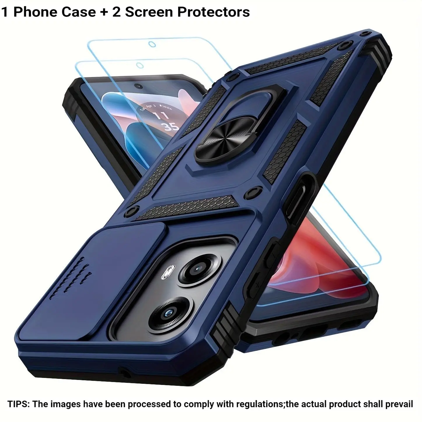 Phone Case - Shockproof Protective 3 Pack [1 Phone Case with 2 Clear Screen Protectors] Suitable for Moto G Stylus 2025/2026 Moto G 5G 2024, Moto G Play 5G 2024, Moto G Power 2024, Moto G Stylus 2024, Moto G Play 4G 2024 Phone Case Cover Accessories