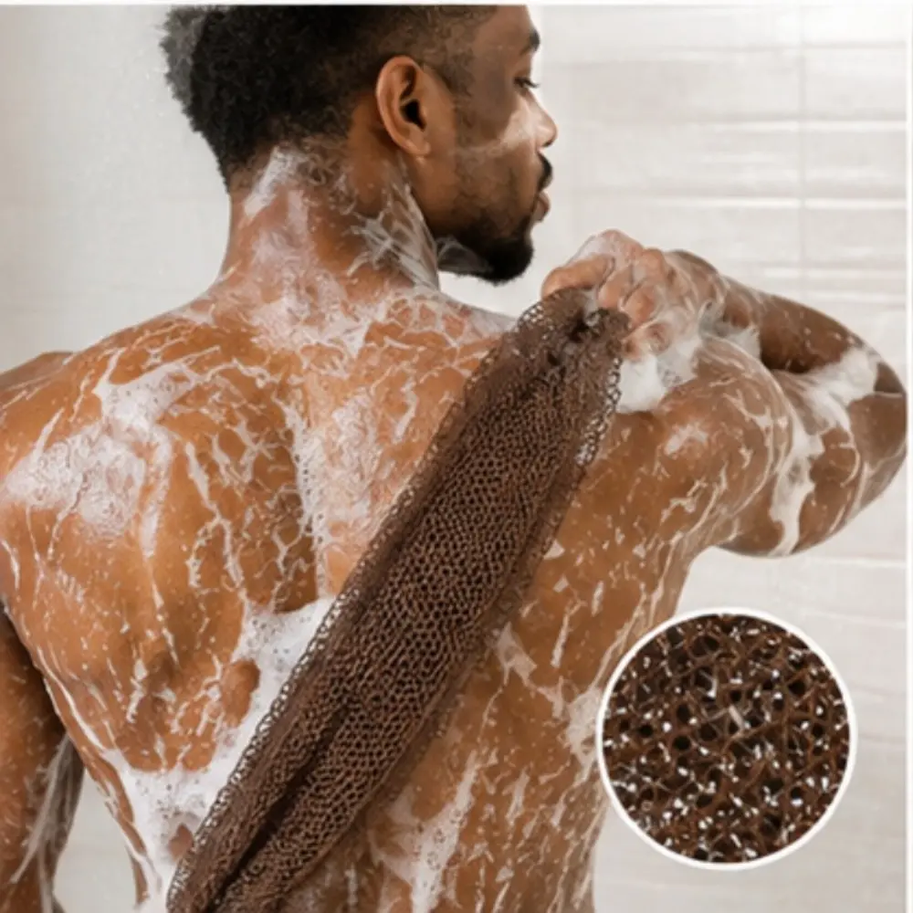 Authentic African Exfoliating Net Sponge, Ethically Sourced Fast Dry Porous Bath Net, Reusable Long Body Scrubber for Skin Exfoliation Shower Use