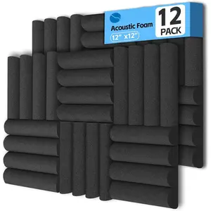 Thick Acoustic  Panels, 12 X 12 X 2 Inches 12 count Circle Sound Absorbing , Dense Soundproof Padding Tile, Recording Studio Absorber, Decorative  Wall Ceiling Panel