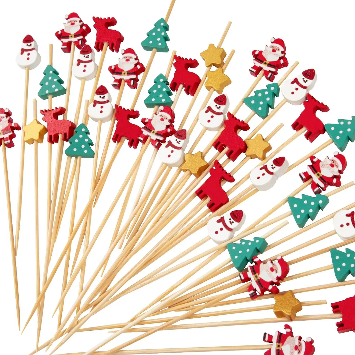 Christmas  Picks, 120 count | Santa Snowman  Snowflake Design,  Toothpicks, For Appetizers Fruit Skewers Sandwich Cupcakes