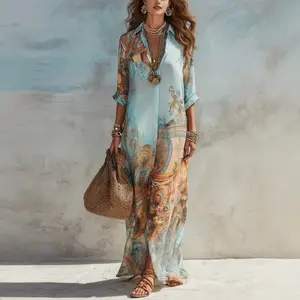 Chiffon Digital Print Fresh Retro Elegant Women's Dress