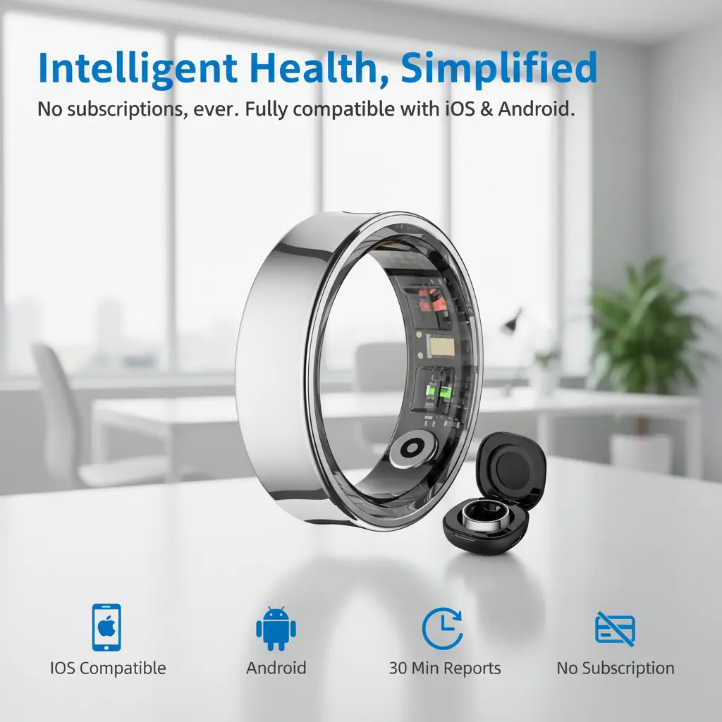 Hitienx Smart Ring 3 Fitness Tracker, 24/7 Sleep Tracking, Heart Rate & Temperature Monitor, Stress & Cycle Insights, Family Care Mode, No Subscription Required, Waterproof Wearable for Men & Women, Android & iOS Compatible