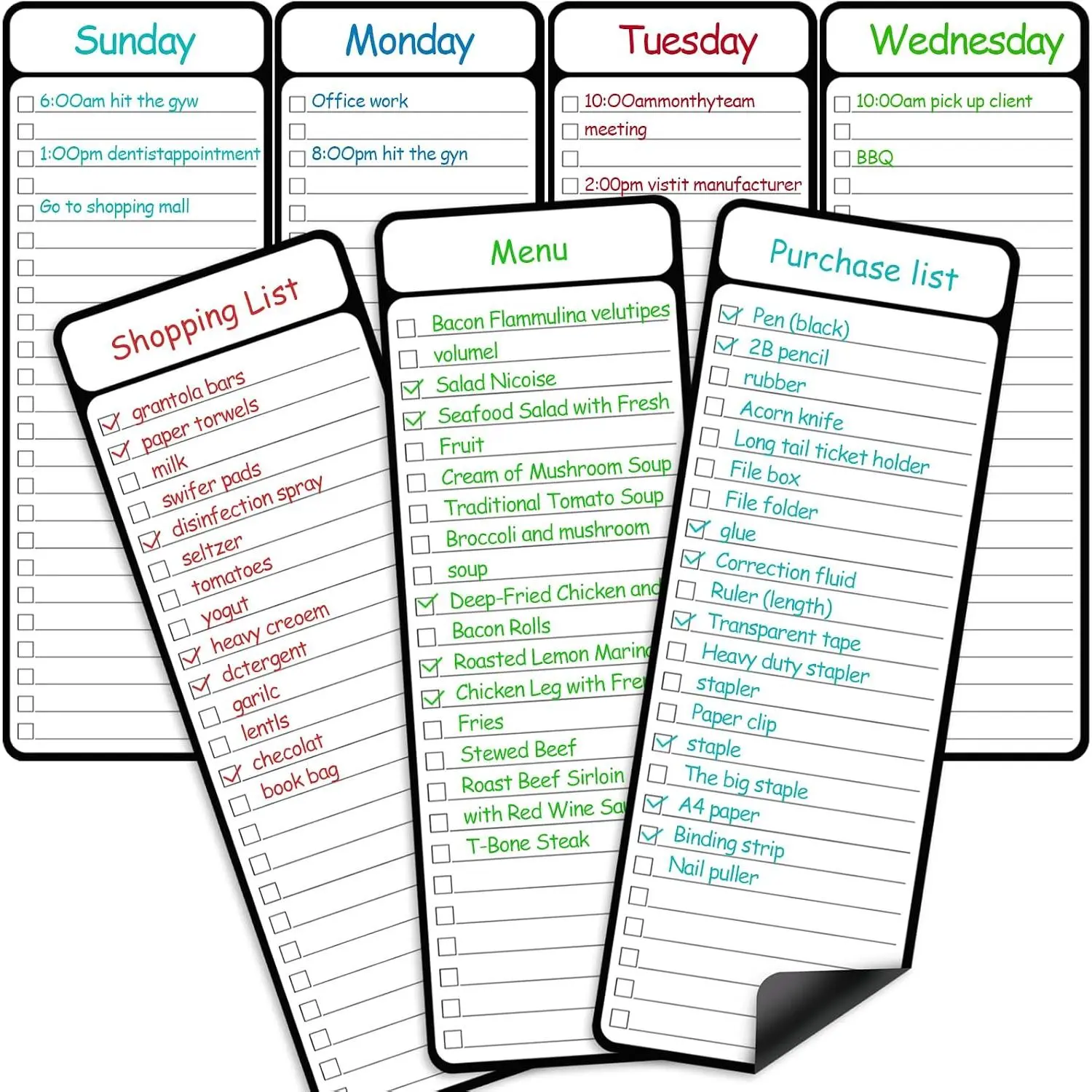 7-  Dry Erase to-Do List White Board, 4'x11', Multifunctional Weekly Planner, Chore Chart, Dry Erase Planner for Refrigerator