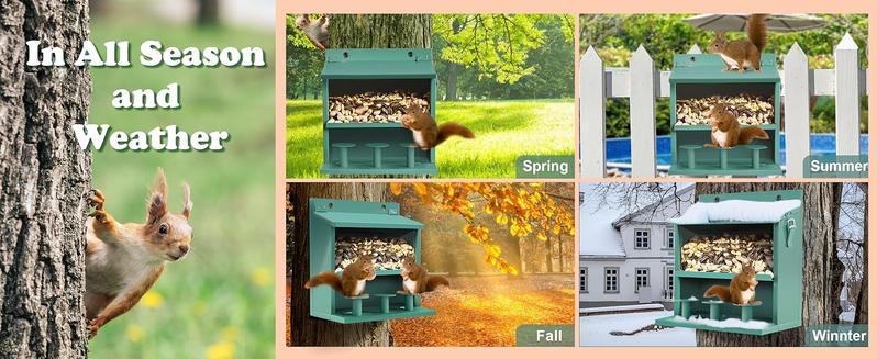 Wildpark Squirrel Feeder for Hanging Outside Tree,Mini Chipmunk Outdoors Squirrel Picnic Bench Feeders Table,Funny Metal House Boxes,Stronger Than Wooden Structure