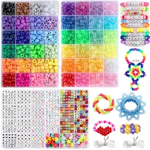 Jewelry Making Kit DIY Bracelet Material Set, 2070 Beads 48 Colors, Kandi Beads with Letter Beads, Friendship Necklace Craft Kit