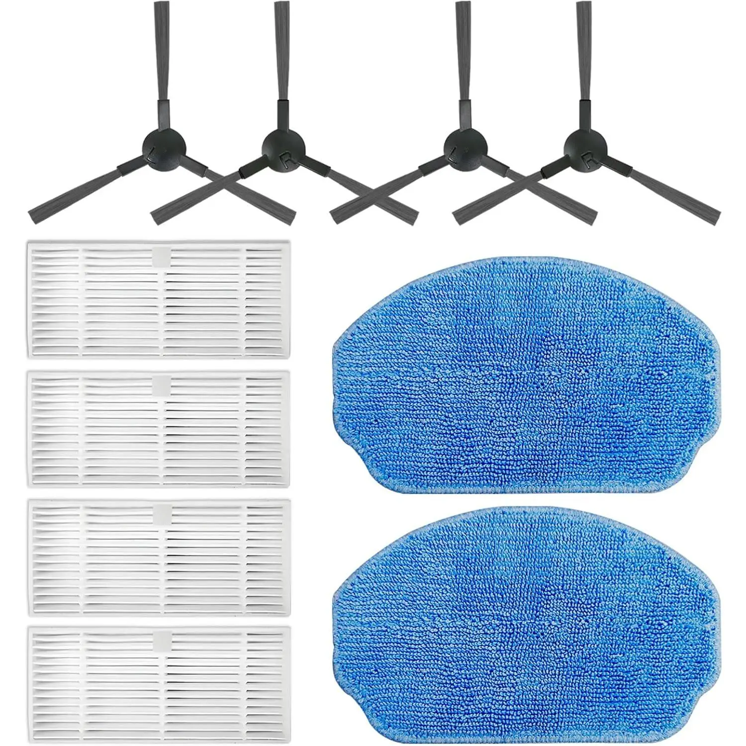 Compatible with MAMNV BR150 BR151, ZCWA BR150 BR151, MANVINS G20, GTTVO BR150 BR151, EICOBOT BR150 BR151 Robot Vacuum Cleaner 4 Side Brushes, 4 Hepa Filters, 2 Mop Pads Accessories