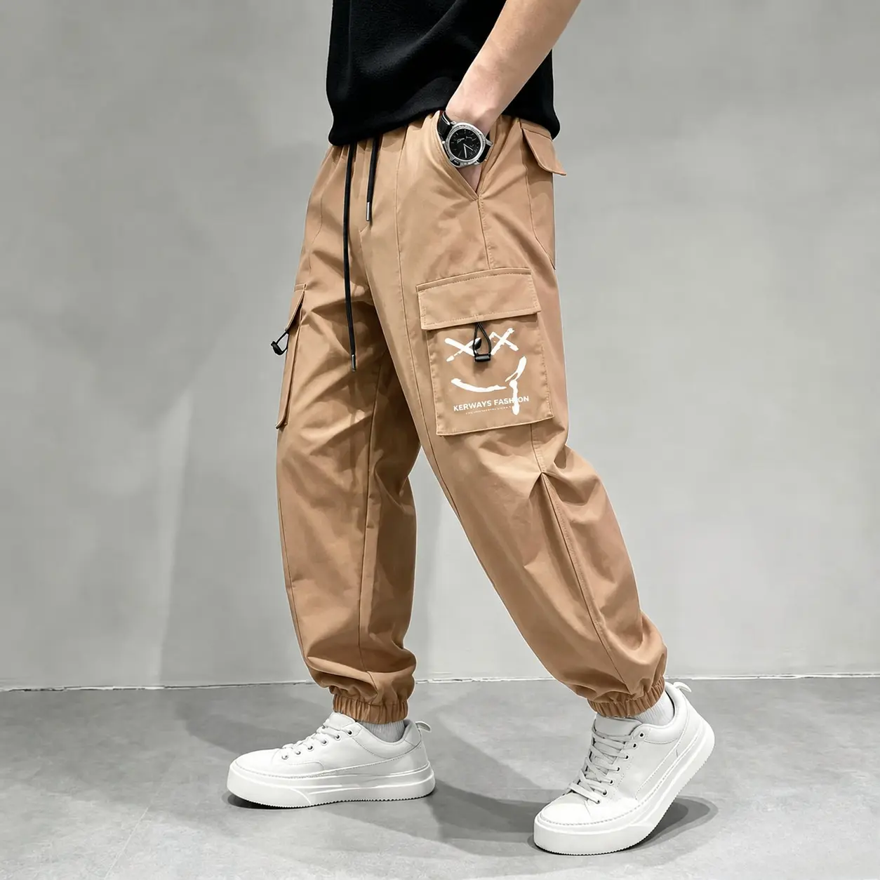 Viral Teen Boys Workwear Jogger Pants, Drawstring Multi-Pocket Comfort Casual Bottoms, Clean Fit All Season Essential Trendy Youth Streetwear For Daily OOTD versatile long pant