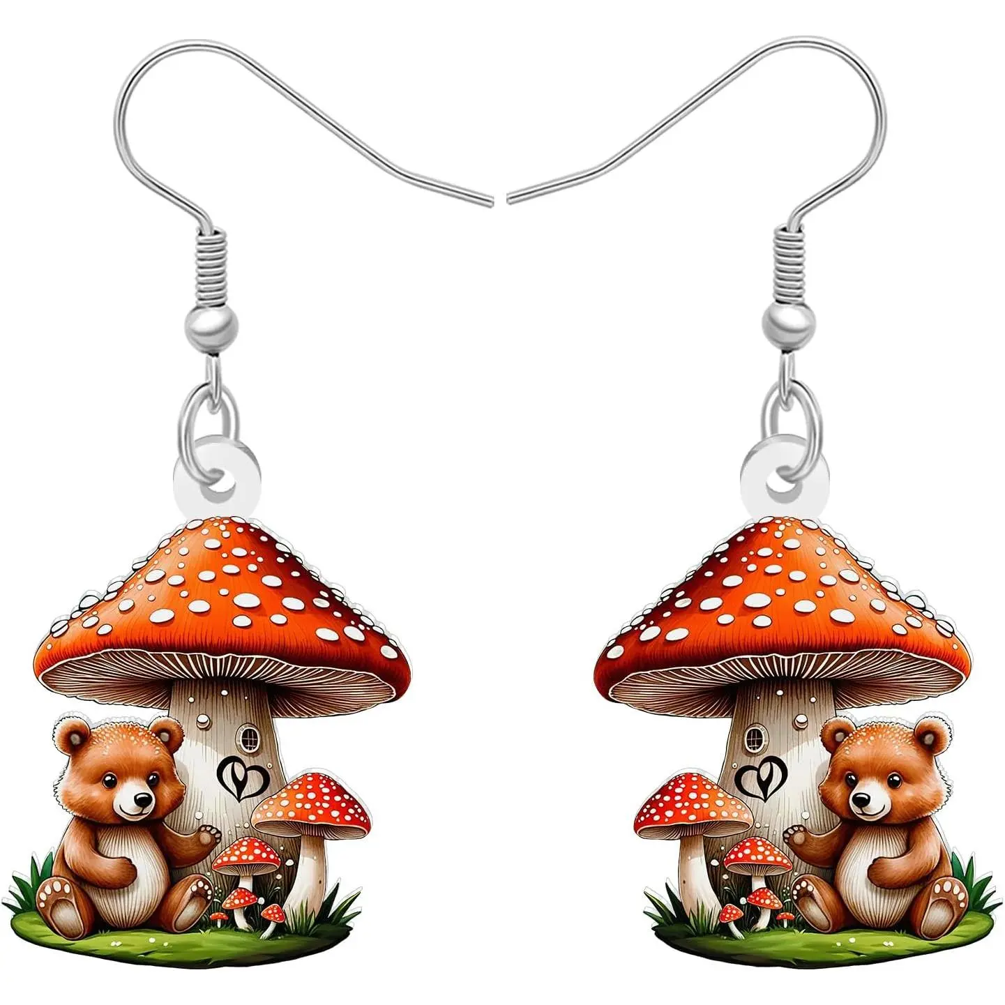 Quirky Mushroom Earrings  Dangle   Mushroom Gifts for Women, Spring Summer Earrings Whimsical  Weird Gifts