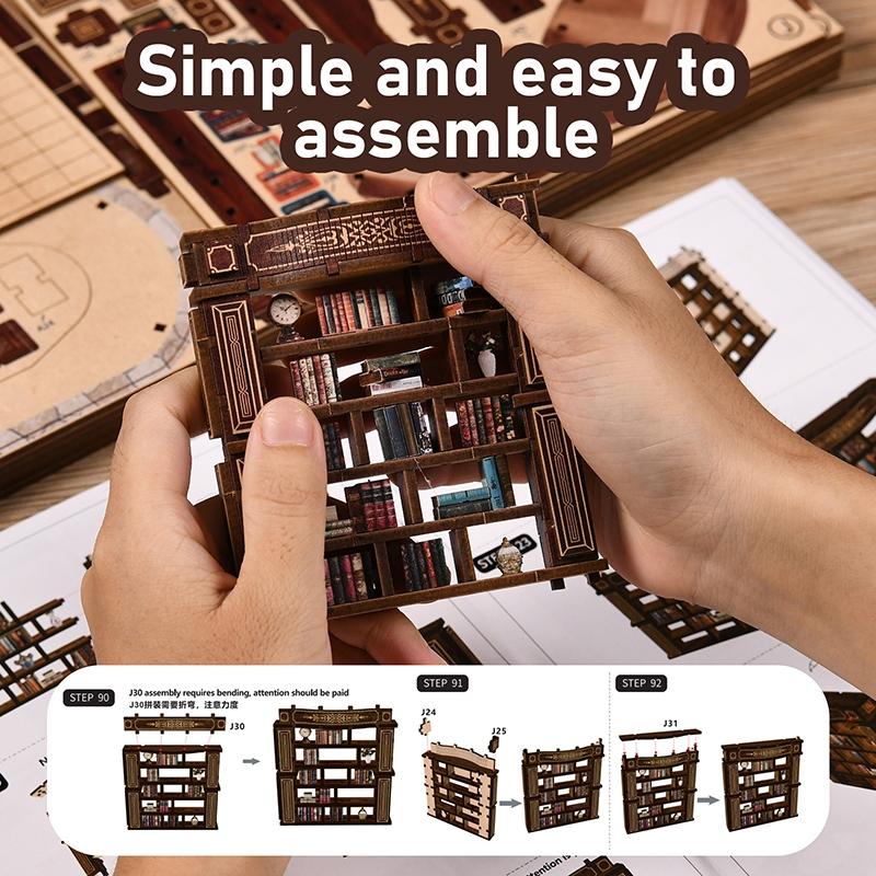 DIY Book Nook Kit, Miniature House Model Set, 3D Wooden Puzzle, Creative Building Blocks, Desk Decoration, Birthday Gift, Christmas Present, Home Decor, Building Block Sets