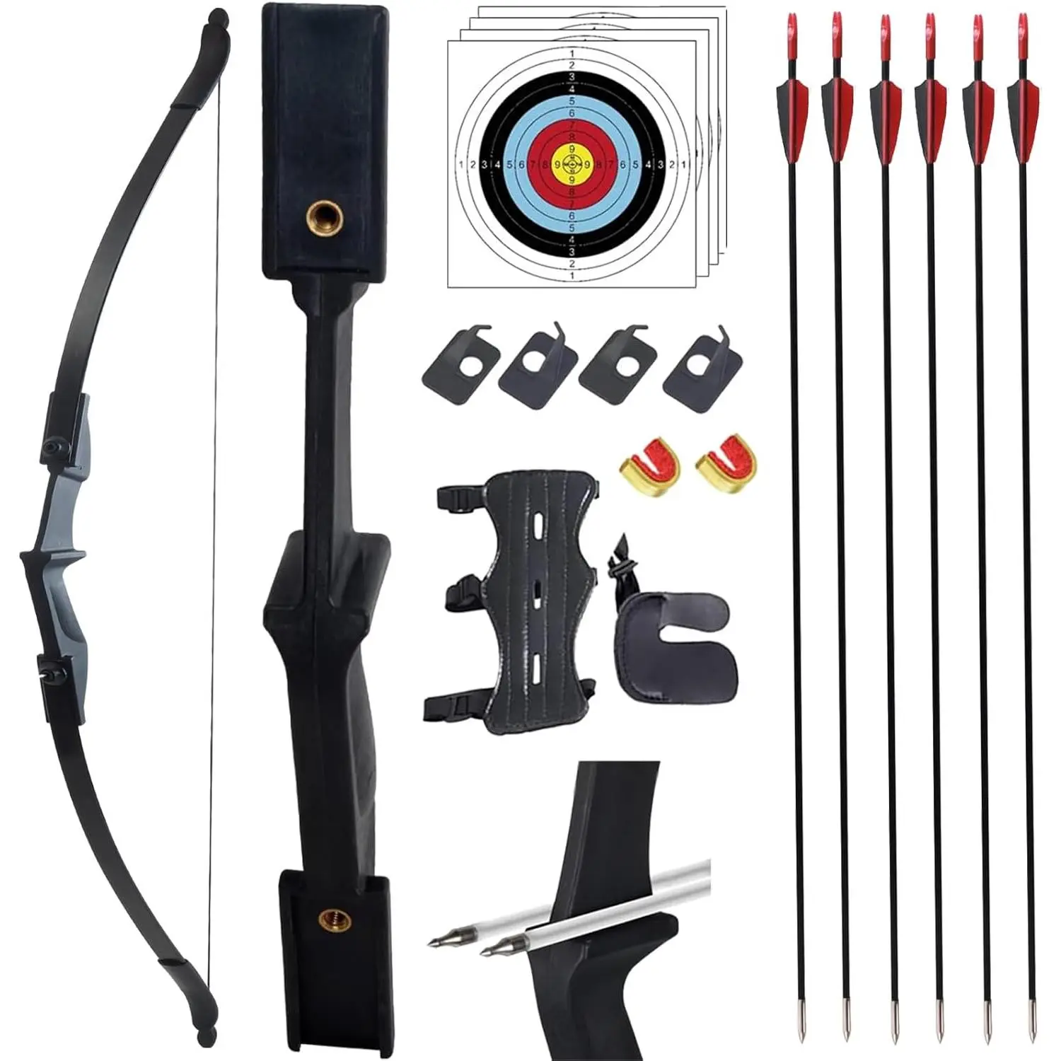 Recurve Bow and Arrow Set for Adults & Youth 20 30 40lb, Takedown Archery Kit for Beginners Right & Left Handed Outdoor Target Practice & Training