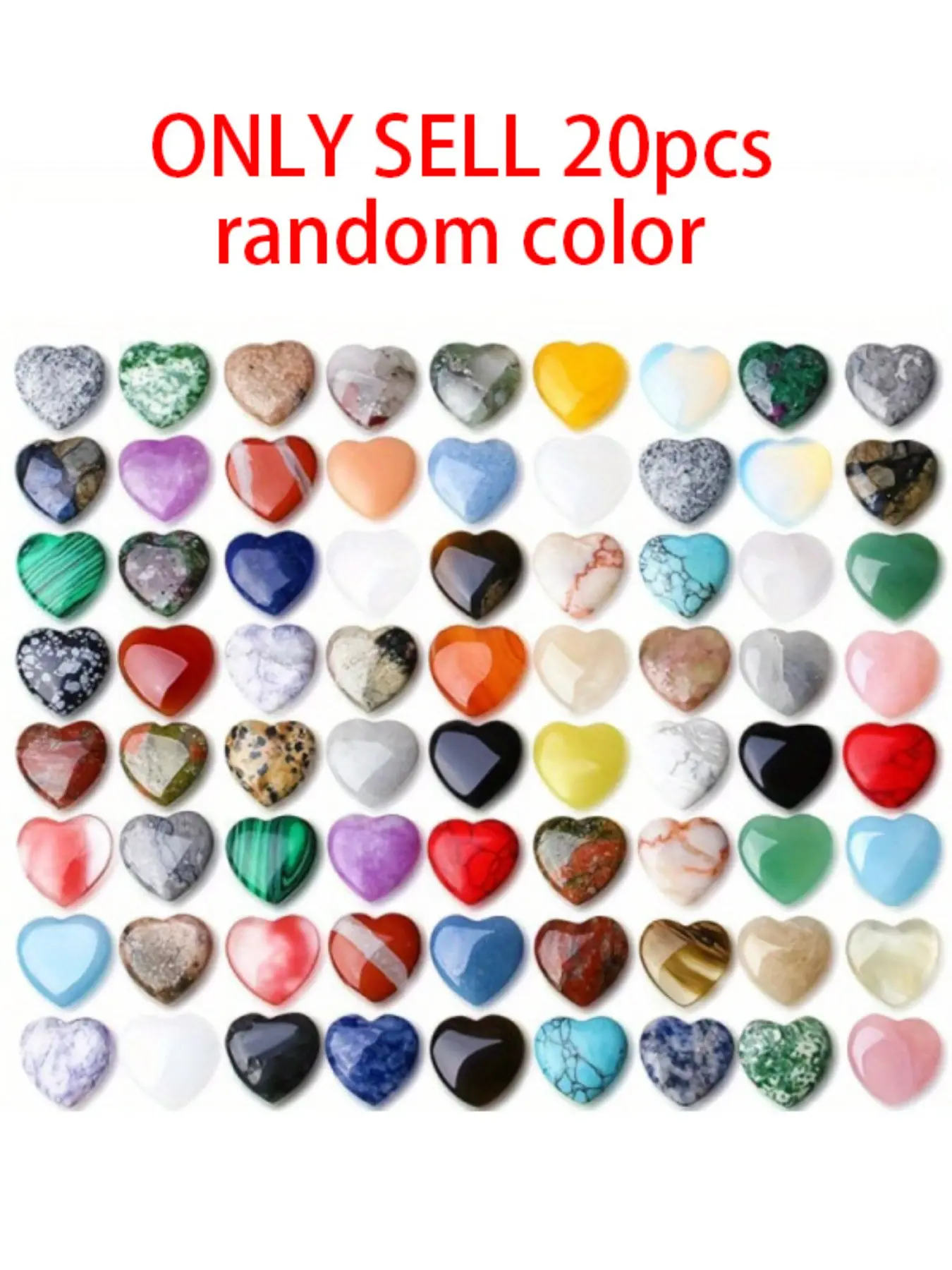 20pcs Mixed Natural Peach Heart Decorations, Crystal Heart Shape Stone Ornaments, DIY Accessories, Random Colors, Home Decoration