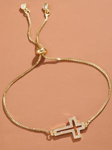 rhinestone cross charm bracelet, fashionable matching stackable bracelets jewelry for women & men for party, daily clothing decor, girlfriend gifts, fashion jewelry accessories