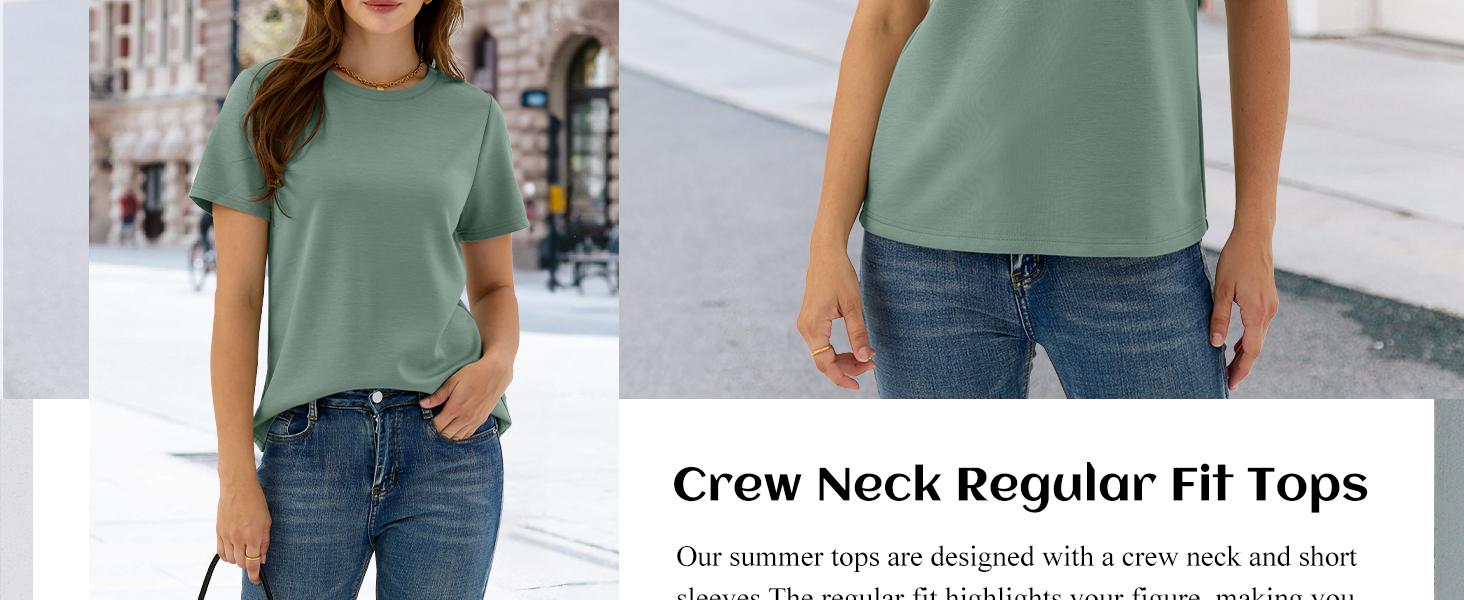 ANRABESS Women’s Short Sleeve T-Shirt Wrinkle-Free Basic Tee Trend- Cute – 2026 Spring Summer Business Casual Outfit