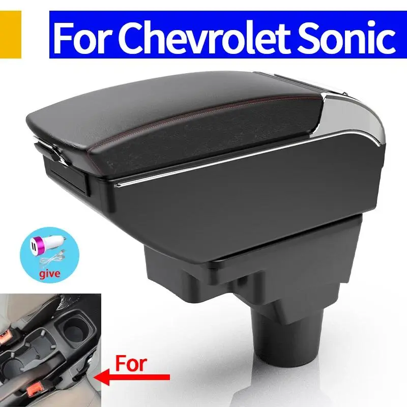 For Chevrolet Sonic Armrest Box For Chevrolet Aveo Car Armrest Car Retrofit parts Interior Storage Box Auto parts with 7usb