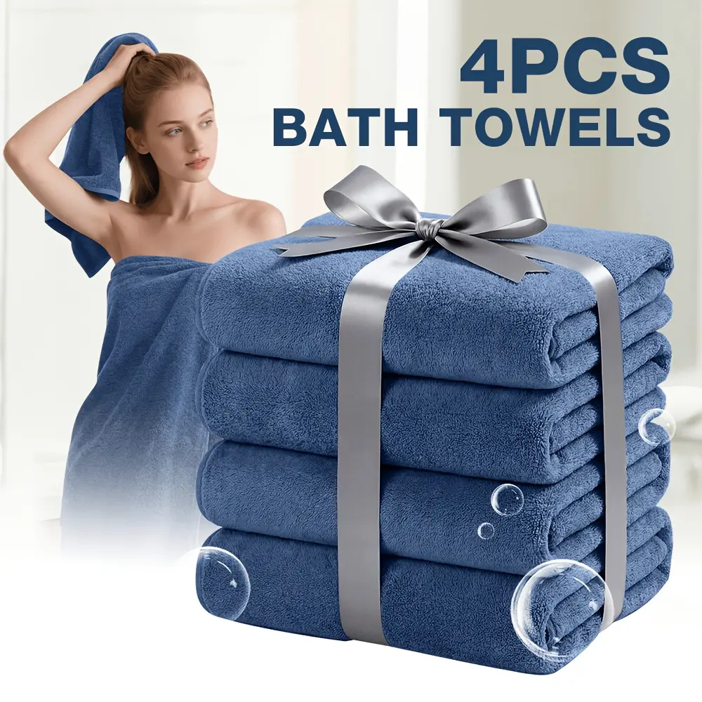 4 Pack 300GSM Bath Towels Set-Extra Absorbent, Ultra Soft And Durable, Mixed Color, Luxury 5-star Hotels, for Bathroom Hotels Gym Spa, Ideal As Gift for Family Friends, Christmas Gift for Family