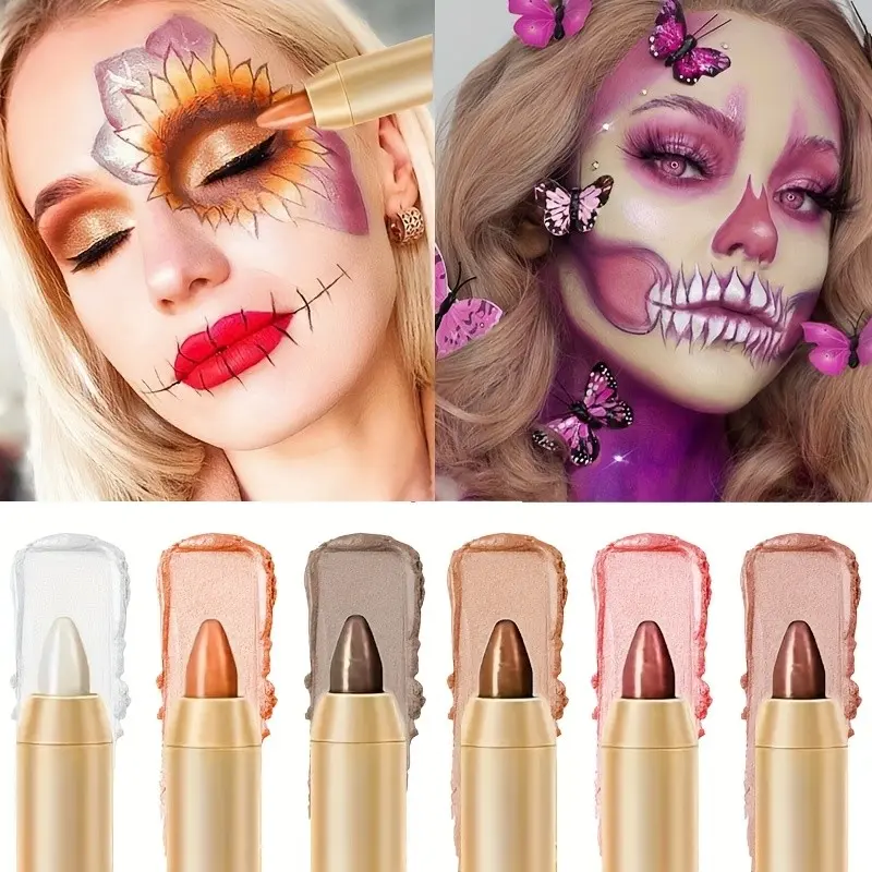 6pcs Double Head Shimmery Eyeshadow Pen, High Light Eyeshadow Stick Eye Highlight Lasting Waterproof