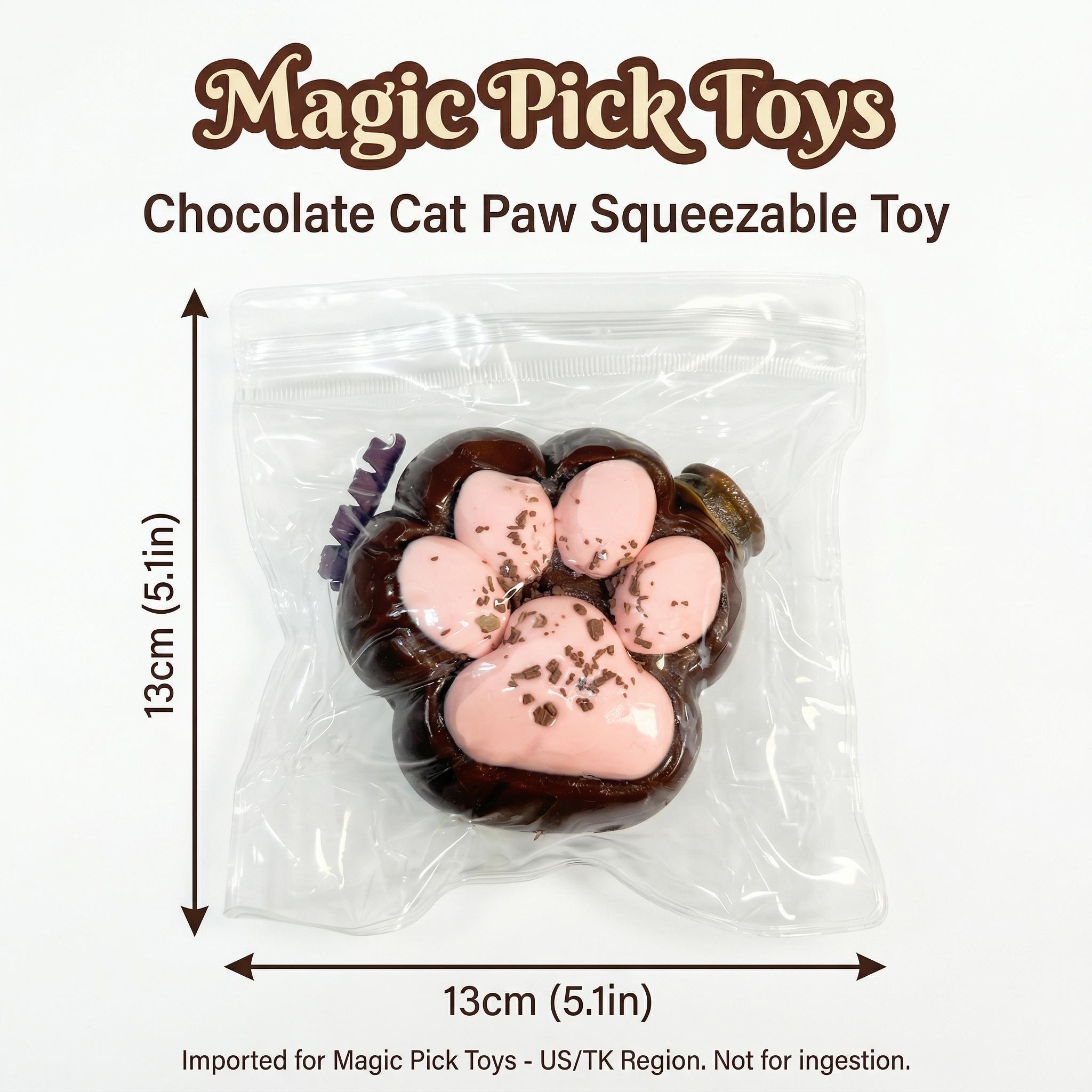 Final Sale | Chocolate Cat Paw Squishy - Food-Grade Silicone Slow-Rising Rebound Squishy Fidget Toys for Stress Relief - Soft Squeeze Toys with Thick Creamy Slime Texture, Handmade Non-Toxic Sensory Toys