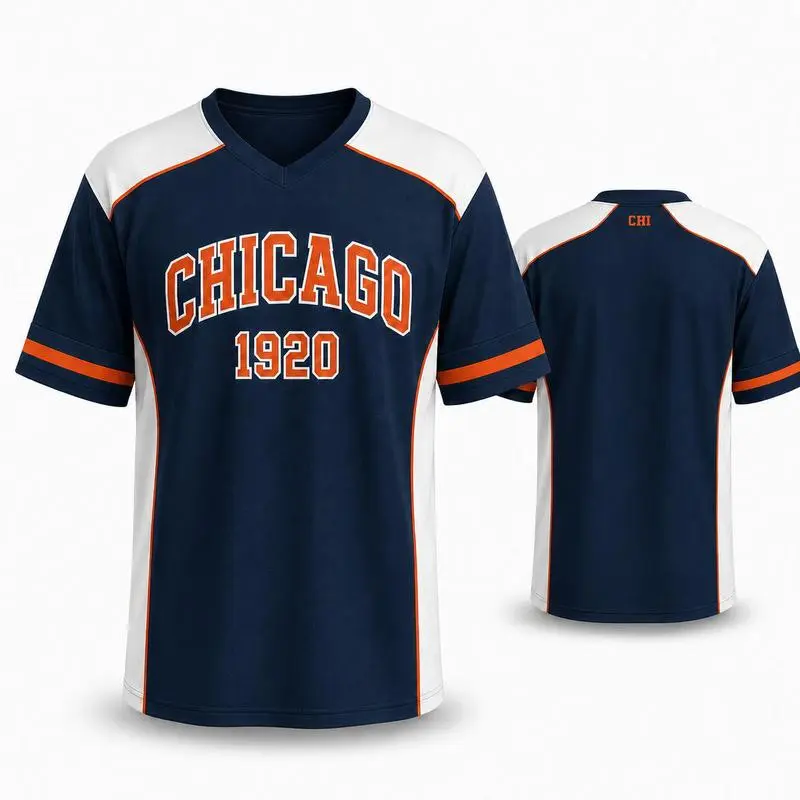 Unisex Game Day V-Neck Football Shirt, Quick-Dry City Pride Jersey Tee, Fan Cheer Support Top in Multiple Colors