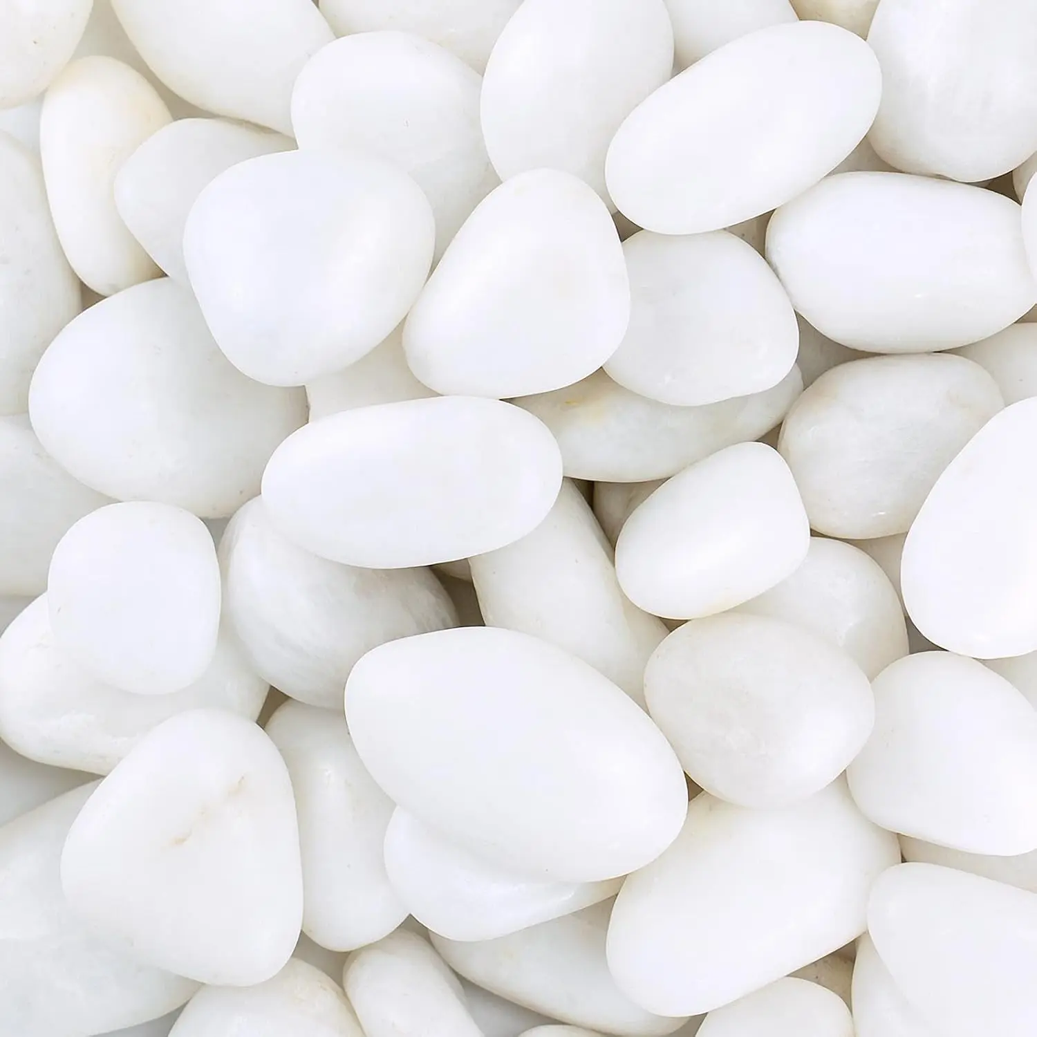 Pebbles for Indoor Plants, 2lbs White Pebbles 1-2 Inch Decorative River Rocks for Planters, High Polished Stones for Vase Filler Fish Tank Landscaping Garden