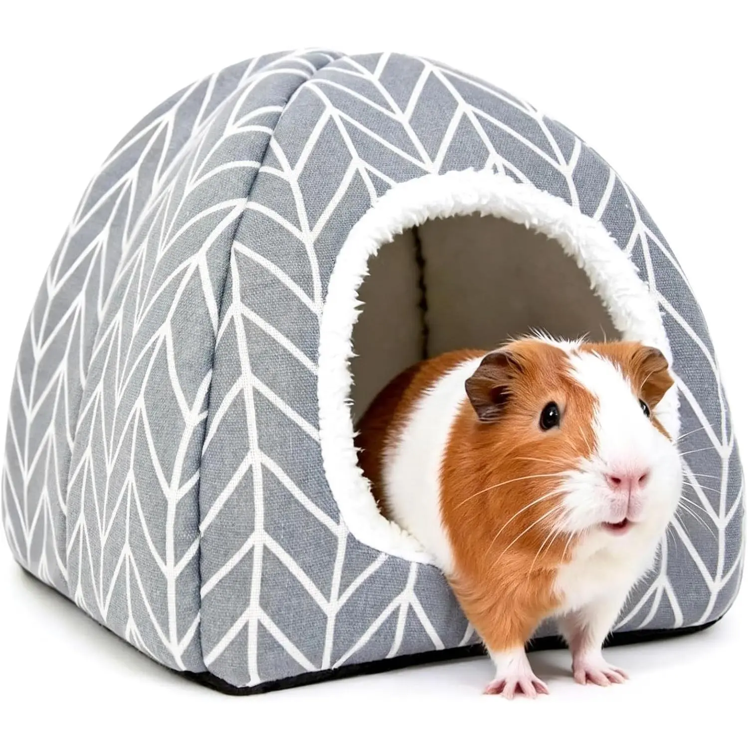 Guinea Pig Hideout Bed, Dwarf Rabbit House Cave | Cozy Hide-Out Cage Accessories for Little Bunny, Hedgehog, Ferret, Chinchilla & Other Small Animals, Grey