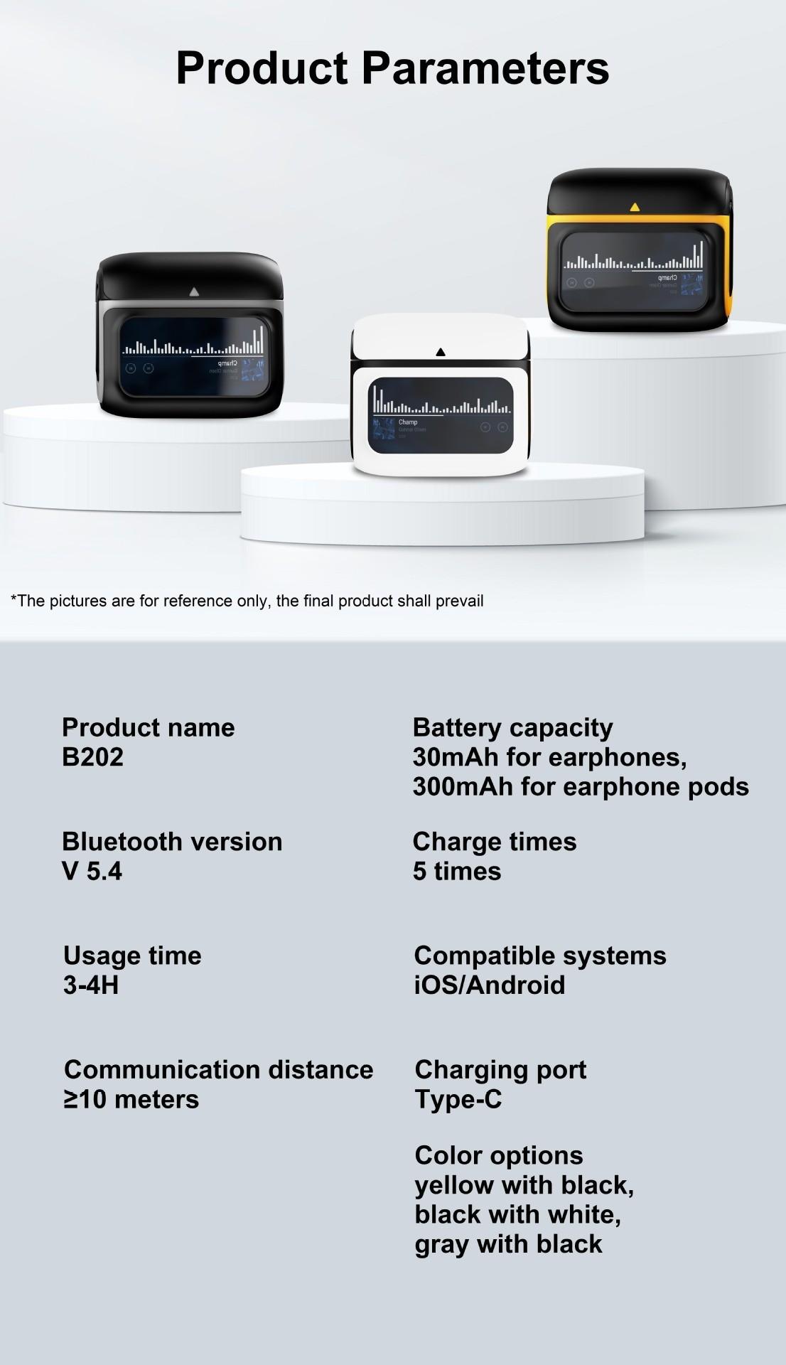 New XH11 Bluetooth Earphones In-Ear with Touch Screen TWS Music Headphones Dual Ear ENC Deep Noise Reduction